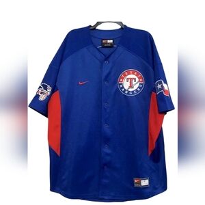 Nike MLB Texas Rangers Blalock #9 Royal Blue and Red Jersey Large